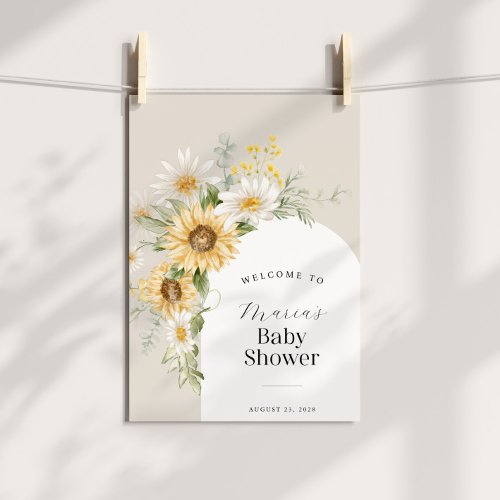 Sunflower and Daisy Baby Shower Welcome Poster
