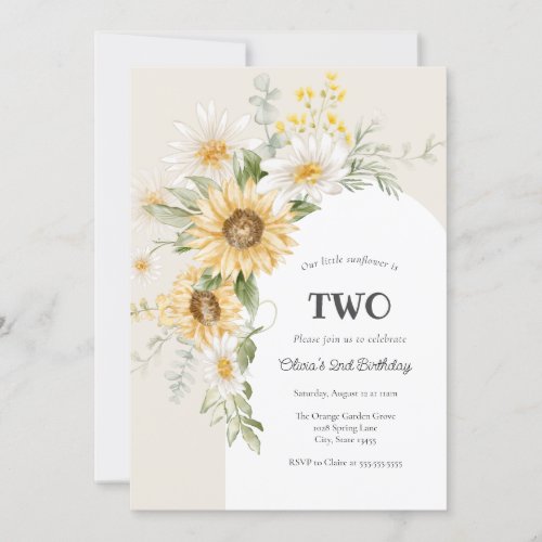 Sunflower and Daisy Birthday  Invitation