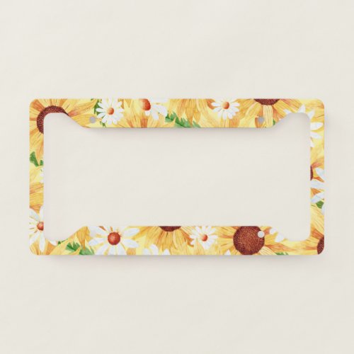 Sunflower and Daisy  License Plate Frame