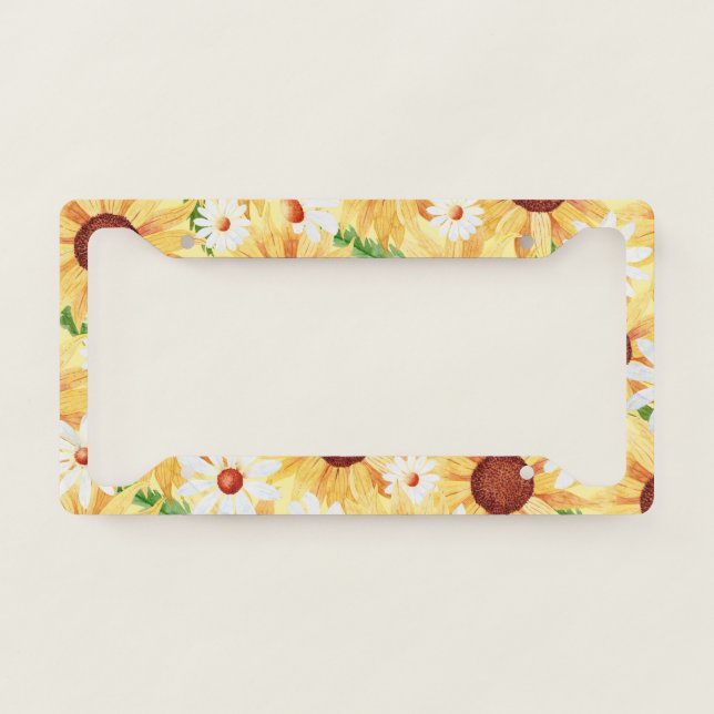 Sunflower and Daisy  License Plate Frame (Front)