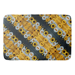 Sunflower and Daisy Pattern Blanket Bath Mat