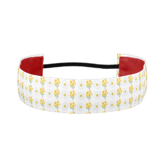 Sunflower and daisy  Satin Ribbon  Athletic Headband