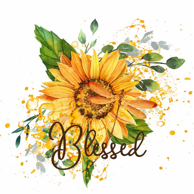 Sunflower and dragonfly fall custom magnet (Front)
