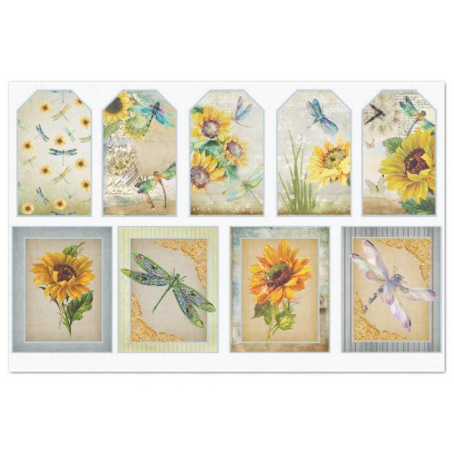 Sunflower and Dragonfly Series Design 11 Tissue Paper