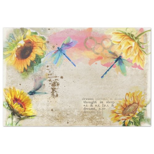 Sunflower and Dragonfly Series Design 12 Tissue Paper
