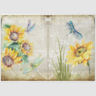 Sunflower and Dragonfly Series Design 1 Tissue Paper