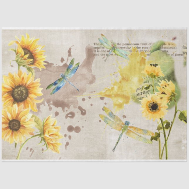 Sunflower and Dragonfly Series Design 2 Tissue Paper (Front)