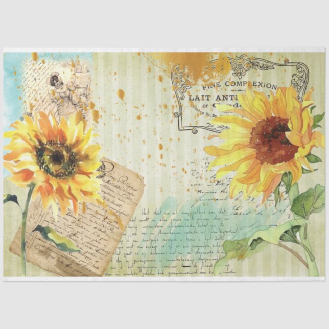 Sunflower and Dragonfly Series Design 3 Tissue Paper (Front)