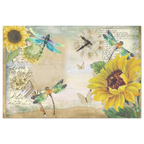 Sunflower and Dragonfly Series Design 5 Tissue Paper