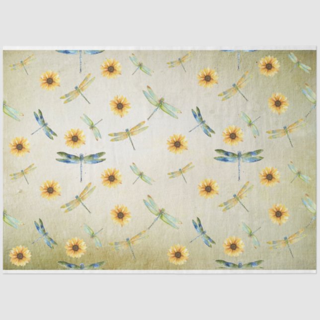 Sunflower and Dragonfly Series Design 6 Tissue Paper (Front)