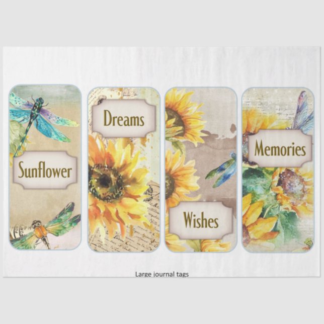 Sunflower and Dragonfly Series Design 7 Tissue Paper (Front)