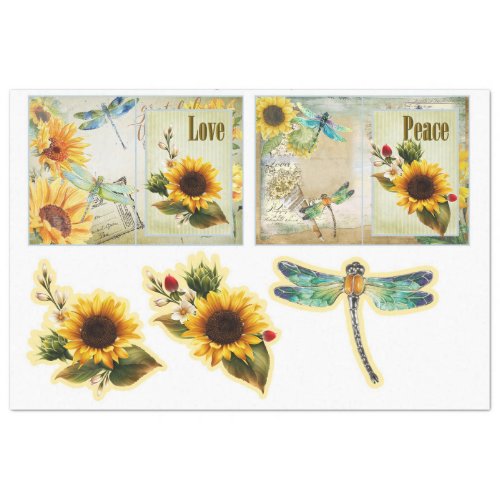 Sunflower and Dragonfly Series Design 8 Tissue Paper