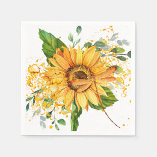 Sunflower and dragonfly splatter fall  napkins