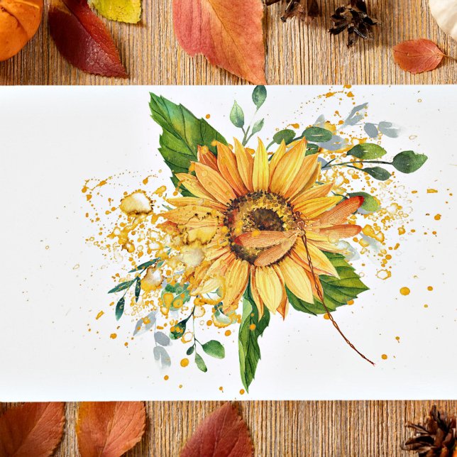 Sunflower and dragonfly splatter fall  placemat (Creator Uploaded)