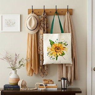 Sunflower and dragonfly splatter fall tote bag
