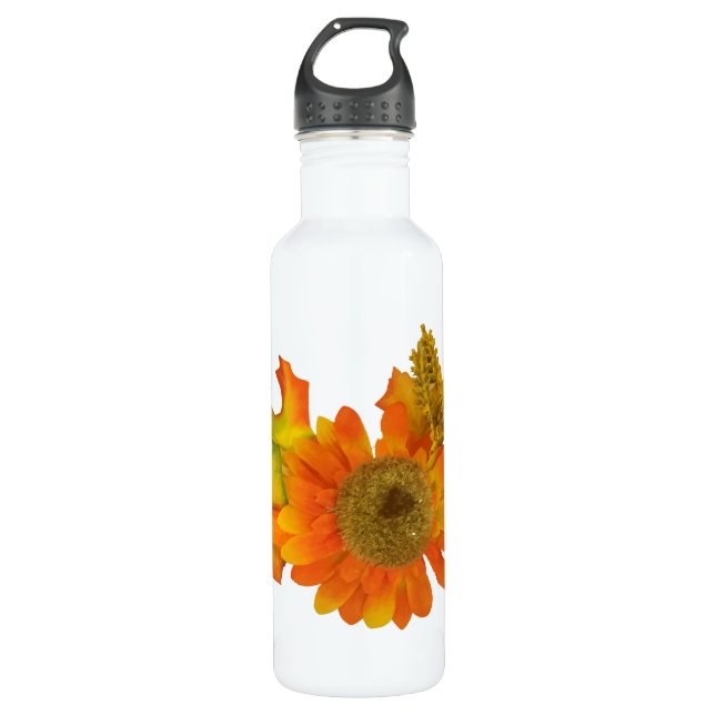 Sunflower And Fall Foliage Stainless Steel Water Bottle (Front)