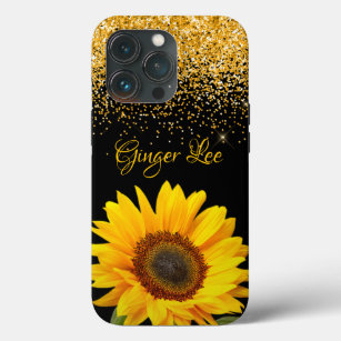 Sunflower and Glitter with Name iPhone 13 Pro Case