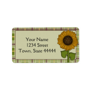 Sunflower and Green Plaid Address Label
