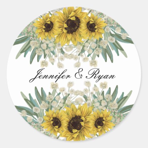 Sunflower and Green Wedding Sticker