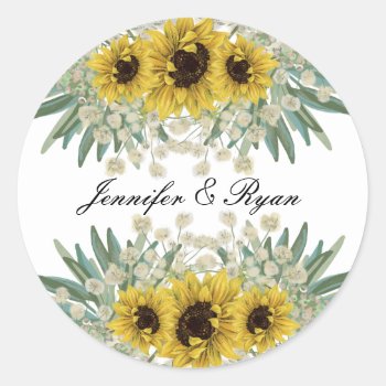 Sunflower And Green Wedding Sticker by antiquechandelier at Zazzle