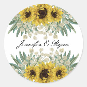 Sunflower and Green Wedding Sticker