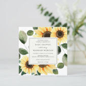 Sunflower and Greenery Baby Shower Invitation (Standing Front)