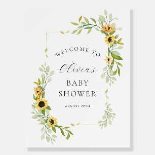 Sunflower and Greenery Baby Shower Welcome Foam Board