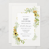 Sunflower and Greenery Frame Baby Shower Invitation (Front/Back)