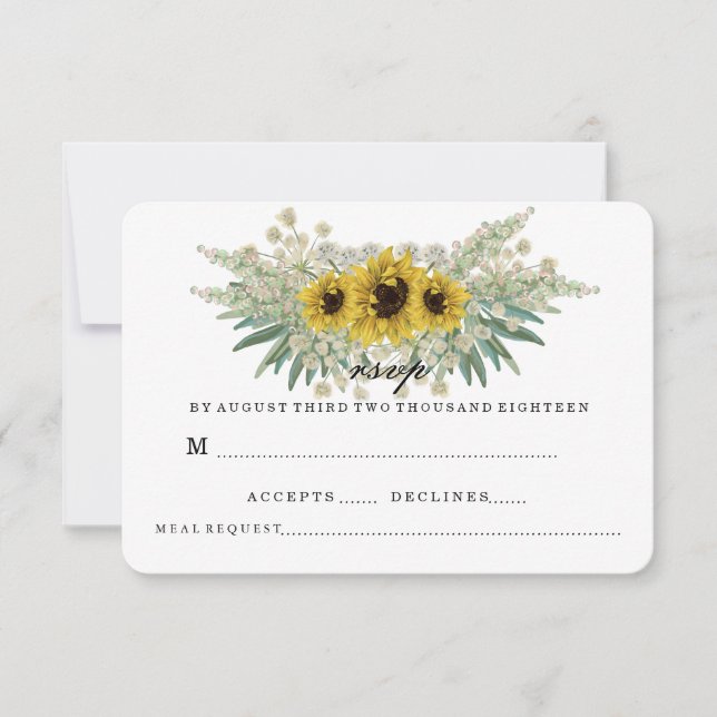 SUNFLOWER AND GREENS WEDDING RSVP (Front)