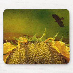 Sunflower and Hawk Mouse Pad
