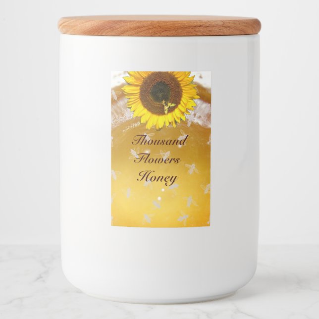 SUNFLOWER AND HONEY BEE ,BEEKEEPING, BEEKEEPER FOOD LABEL (Front)