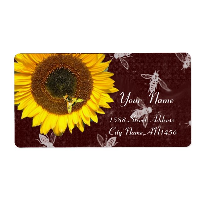 SUNFLOWER AND HONEY BEE ,BEEKEEPING, BEEKEPER LABEL (Front)