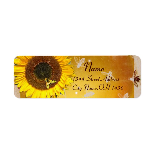 SUNFLOWER AND HONEY BEE ,BEEKEEPING, BEEKEPER LABEL (Front)