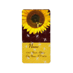 SUNFLOWER AND HONEY BEE ,BEEKEEPING, BEEKEPER LABEL