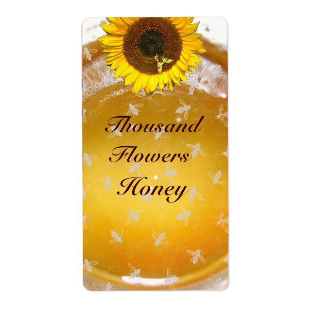 SUNFLOWER AND HONEY BEE ,BEEKEEPING, BEEKEPER LABEL (Front)