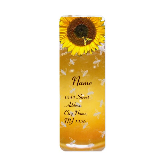 SUNFLOWER AND HONEY BEE ,BEEKEEPING, BEEKEPER LABEL (Front)