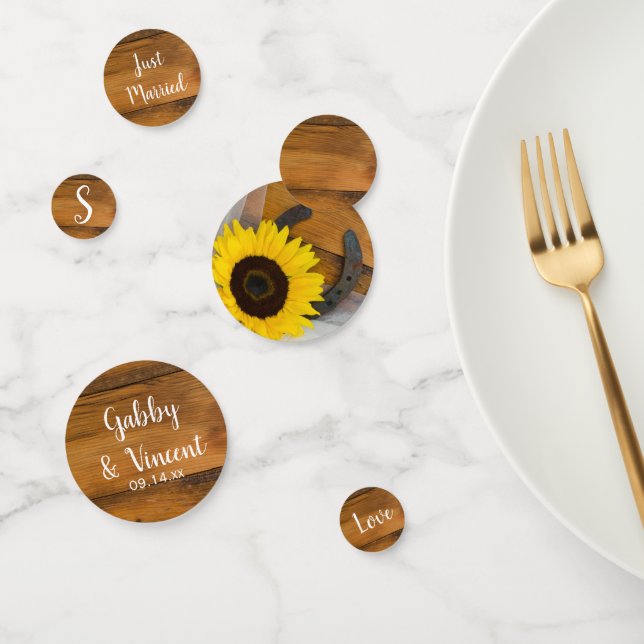 Sunflower and Horseshoe Country Western Wedding Confetti (Group)