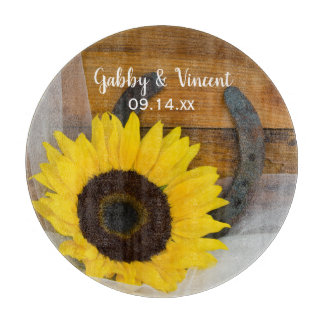 Sunflower and Horseshoe Country Western Wedding Cutting Board