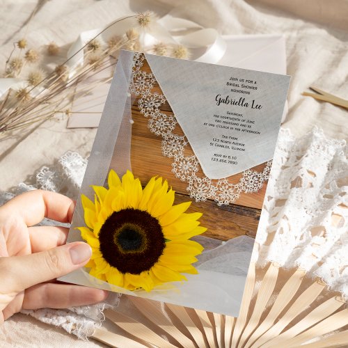 Sunflower and Lace Country Bridal Shower Invite