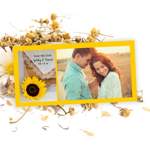 Sunflower and Lace Country Wedding Save the Date