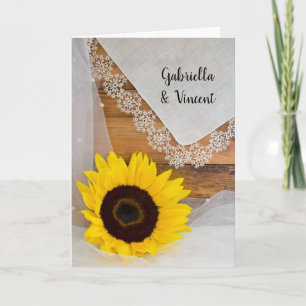 Sunflower and Lace Rustic Wedding Invitation