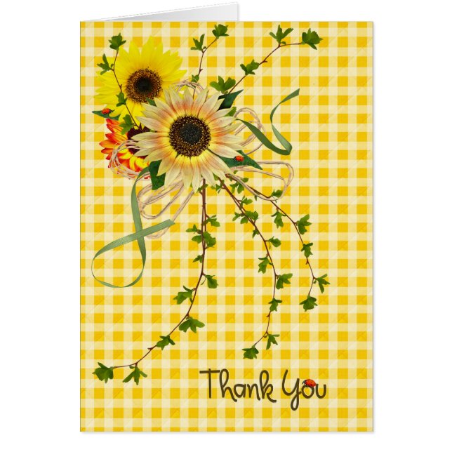 Sunflower and Lady Bug thank you Cards (Front)