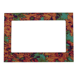 Sunflower and leaf camouflage pattern on magnetic photo frame