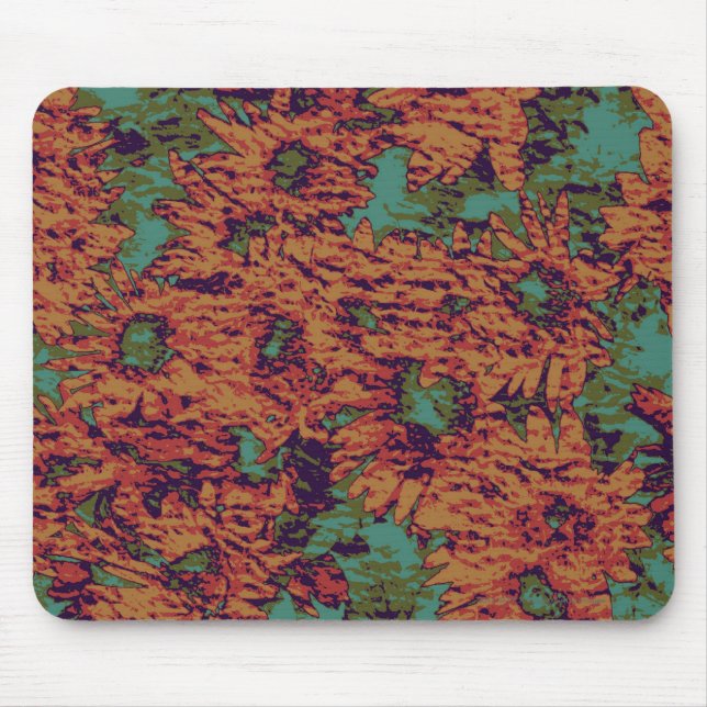Sunflower and leaf camouflage pattern on mouse pad (Front)