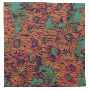 Sunflower and leaf camouflage pattern on napkin