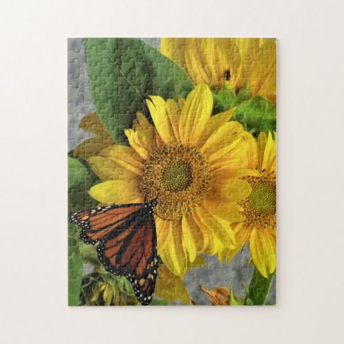 Sunflower and Monarch Butterfly Jigsaw Puzzle
