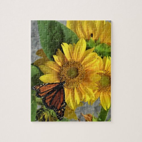 Sunflower and Monarch Butterfly Jigsaw Puzzle