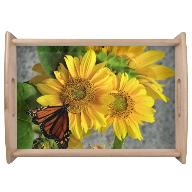 Sunflower and Monarch Butterfly Serving Tray (Front)