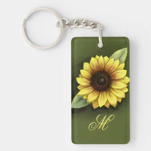 Sunflower and Monogram Keychain