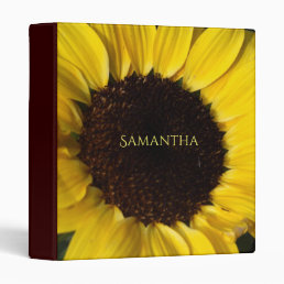 Sunflower And Name 3 Ring Binder